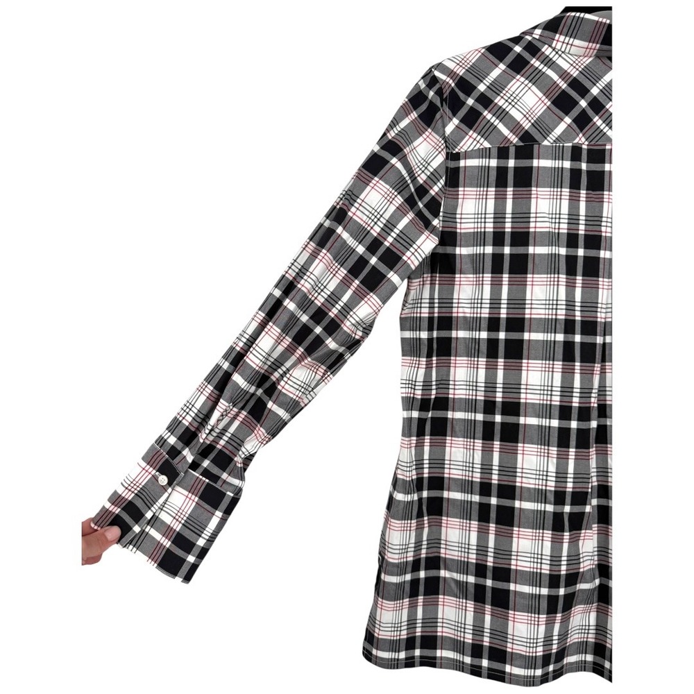 Talbots Plaid Long Sleeve 1/2 Button Popover Blouse Top Sz 10 Wrinkle Resistant - Picture 10 of 12
